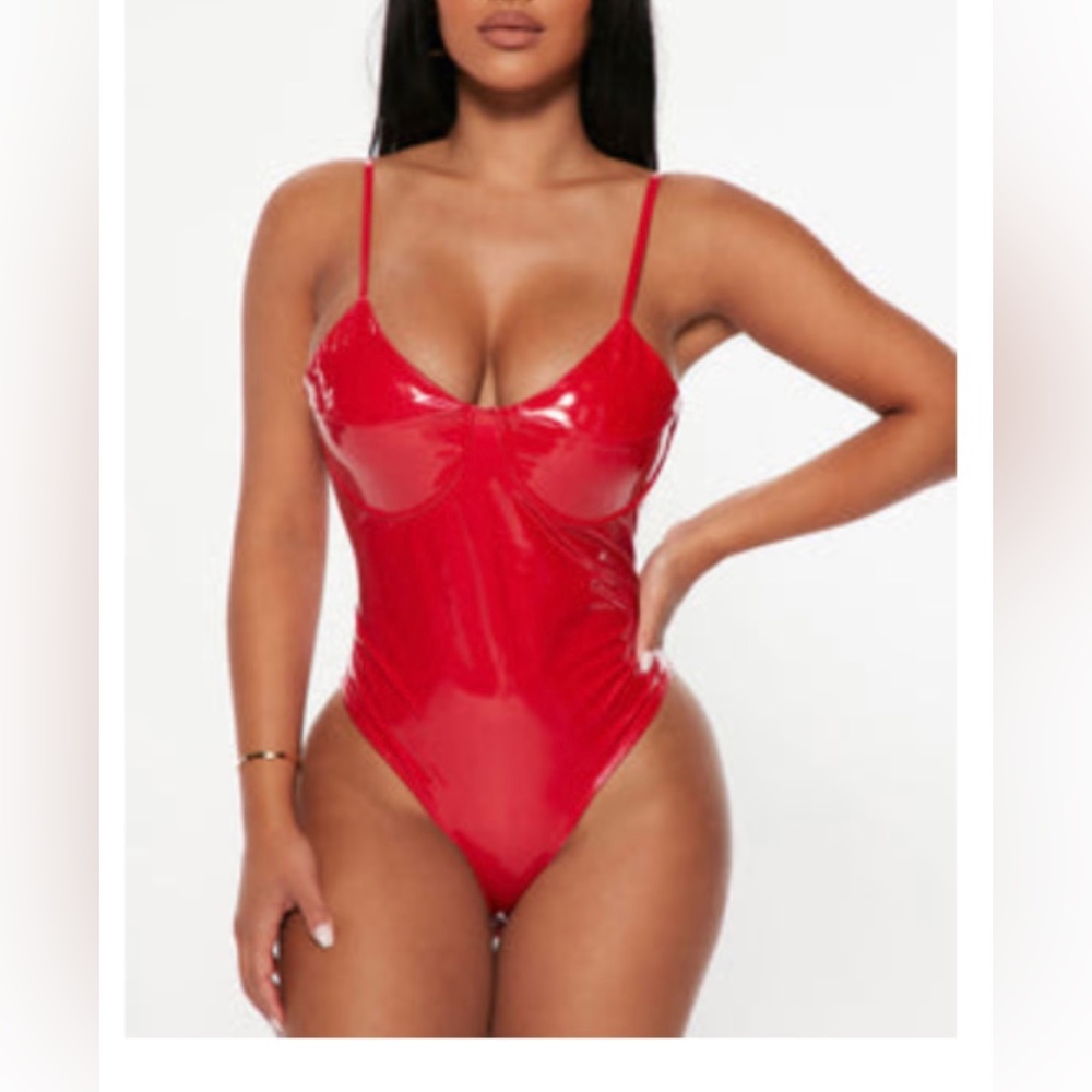 Bright Red Latex Bodysuit